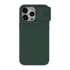 Nillkin iPhone 15 Pro Max CamShield Silky Silicone -suojakuori, Tummanvihre&auml;