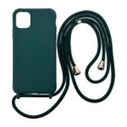 iPhone 11 silikonimainen suojakuori kaulahihnalla, Tummanvihre&auml;