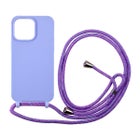 iPhone 14 Pro Max silikonimainen suojakuori kaulahihnalla, Violetti