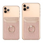 Korttikotelo kahdella korttipaikalla ja otesormuksella, RFID-suojaus, Vaaleanpunainen glitter