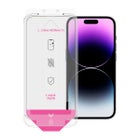 iPhone 14 Pro Suojis Tomuton -panssarilasi p&ouml;lynpoistaja-asennusapurilla, koko n&auml;yt&ouml;lle