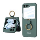 Galaxy Z Flip5 5G ohut polykarbonaattikuori sormuksella, Tummanvihre&auml;