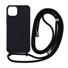 iPhone 15 Plus silikonimainen suojakuori kaulahihnalla, Musta