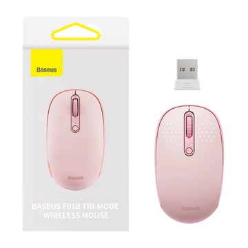 Baseus F01B Tri-Mode Bluetooth / WiFi -langaton hiiri, Vaaleanpunainen