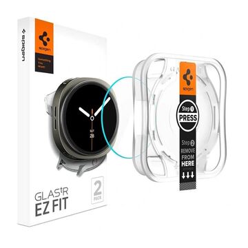 Spigen GLAS.tR ez FIT Galaxy Watch8 44 mm panssarilasi asennusapurilla, Kirkas (2-pack)