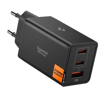 Spigen Essential EE673EU 67W -kolmeporttinen verkkolaturi, Musta