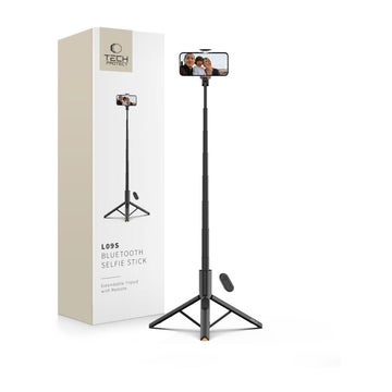 Tech-Protect L09S Bluetooth -selfiekeppi jalustalla, Musta