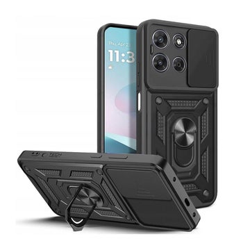 Tech-Protect Camshield Pro Motorola G67 / G77 5G -suojakuori otesormuksella ja kamerasuojalla, Musta
