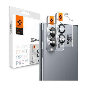 Spigen Optik.tr ez Fit AluminaCore Galaxy Z Fold8 5G -panssarilasi takakameroille, Mustilla kehyksill&auml; (2-pack)