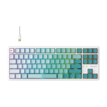 Havit KB901L RGB -langaton n&auml;pp&auml;imist&ouml;, Valkoinen/vihre&auml;