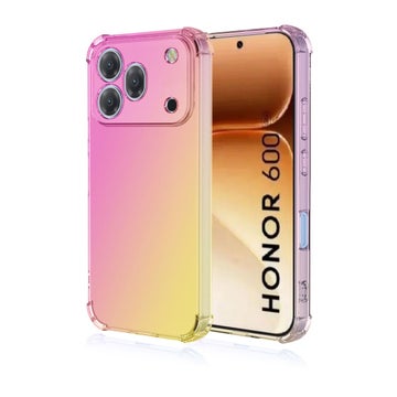 Honor 600 Pro 5G Gradient Bumper TPU -suojakuori, Pinkki/kulta
