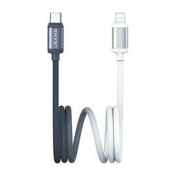 USAMS Bicolor USB-C / Lightning PD 30W -kaapeli, Musta/valkoinen 120 cm