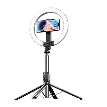 USAMS ZB323 1200mAh -rengasvalo s&auml;&auml;dett&auml;v&auml;ll&auml; jalustalla, Musta