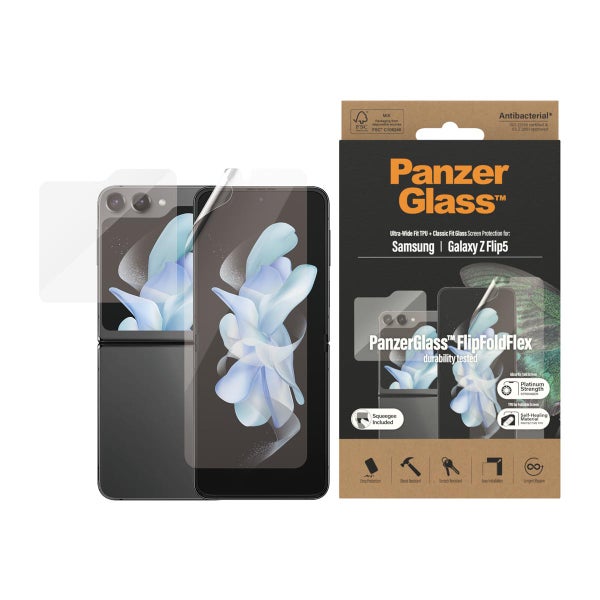 PanzerGlass Galaxy Z Flip5 5G -suojakalvosetti, Kirkas antibakteerinen