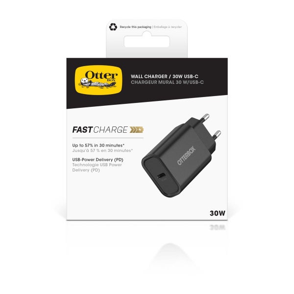 Otterbox Wall Charger 30W USB-C PD Fast Charge, Musta