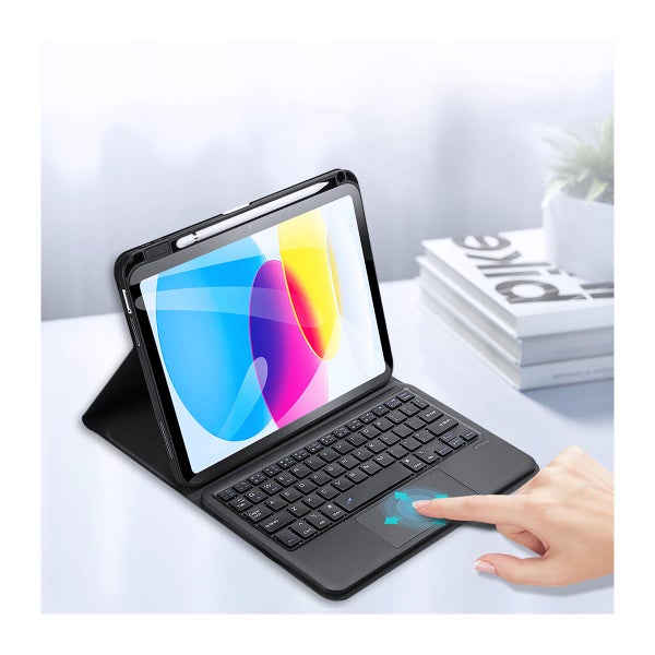 iPad 11" (2022 / 2025) DUX Ducis suojakotelo n&auml;pp&auml;imist&ouml;ll&auml;, Musta
