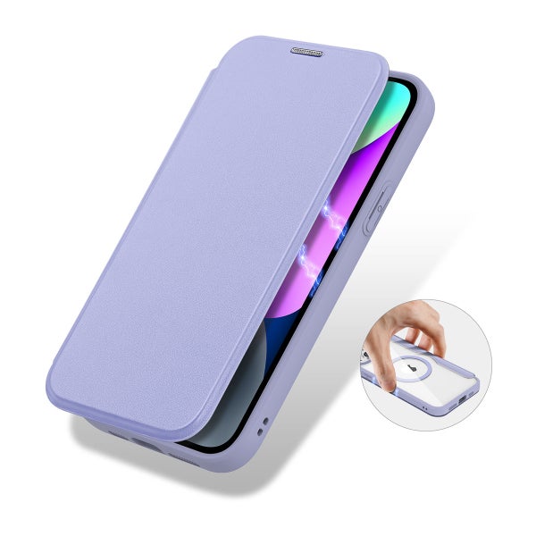 Dux Ducis Skin-X Pro iPhone 15 MagSafe-lompakkokotelo, Violetti