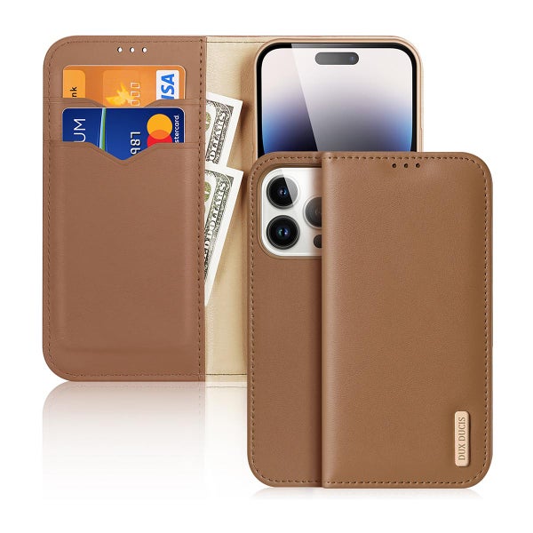 Dux Ducis Hivo iPhone 15 Pro -suojakotelo, RFID-suojaus, ruskea