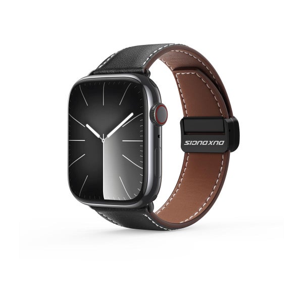 Dux Ducis YA Series Apple Watch 42 / 44 / 45 / 46 / 49 mm -nahkaranneke, Musta