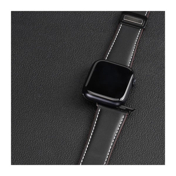 Dux Ducis YA Series Apple Watch 42 / 44 / 45 / 46 / 49 mm -nahkaranneke, Musta