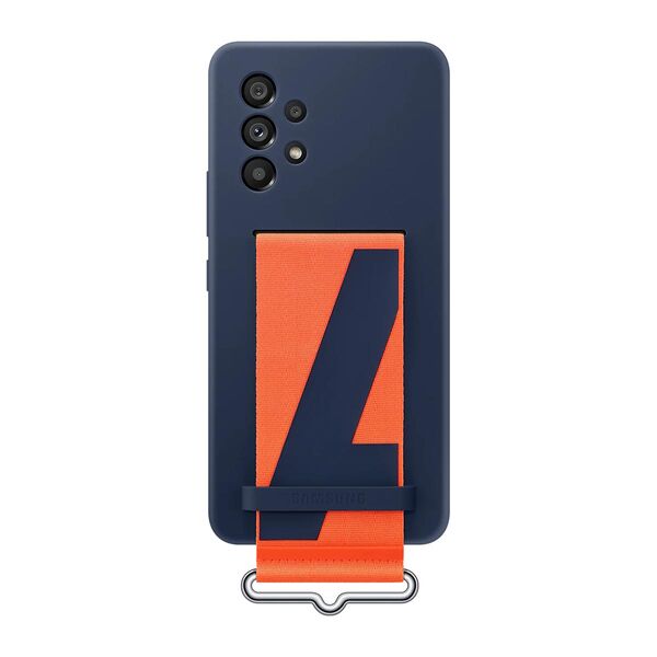 Samsung Galaxy A53 5G Silicone Cover with Strap -suojakuori, Navy