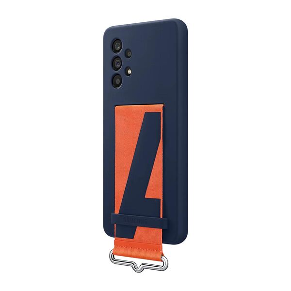 Samsung Galaxy A53 5G Silicone Cover with Strap -suojakuori, Navy