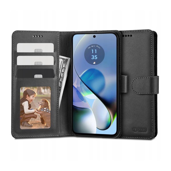 Tech-Protect Wallet Motorola G54 5G lompakkokotelo, Musta