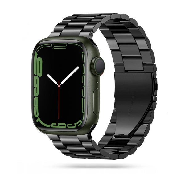 Tech-Protect Apple Watch 44 / 45 / 46 / 49 mm -ranneke, Ruostumaton ter&auml;s, musta