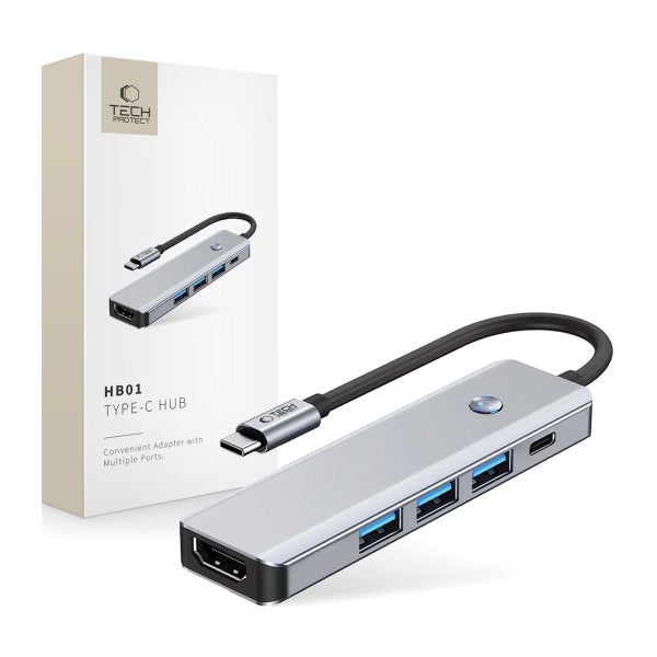 Tech-Protect HB01 HUB 5-in-1 telakka, Harmaa