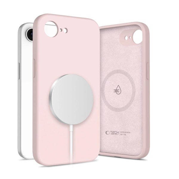 Tech-Protect Liquid Silicone MagSafe iPhone 17e / 16e -suojakuori, Vaaleanpunainen