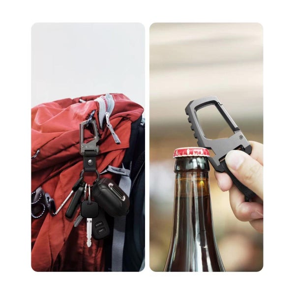 Tech-Protect Slidelock Carabiner -avaimenper&auml;, Harmaa