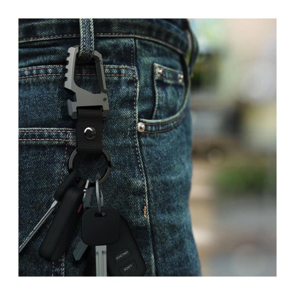 Tech-Protect Slidelock Carabiner -avaimenper&auml;, Harmaa