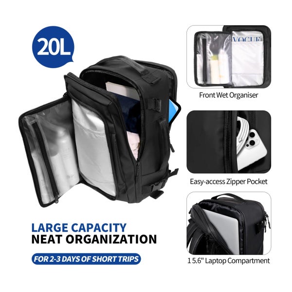 Tech-Protect Defender S50 -lentoreppu, 20L, musta