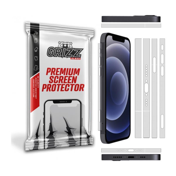 Grizz SatinSide iPhone 12 -suojakalvo, Puhelimen runkoon, kirkas (2-pack)