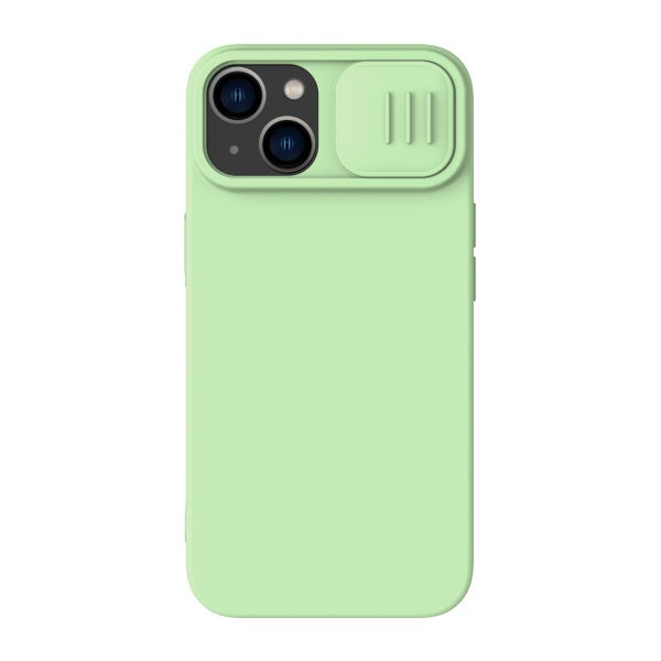 Nillkin MagSafe iPhone 14 CamShield Silky Silicone -suojakuori, Vihre&auml;
