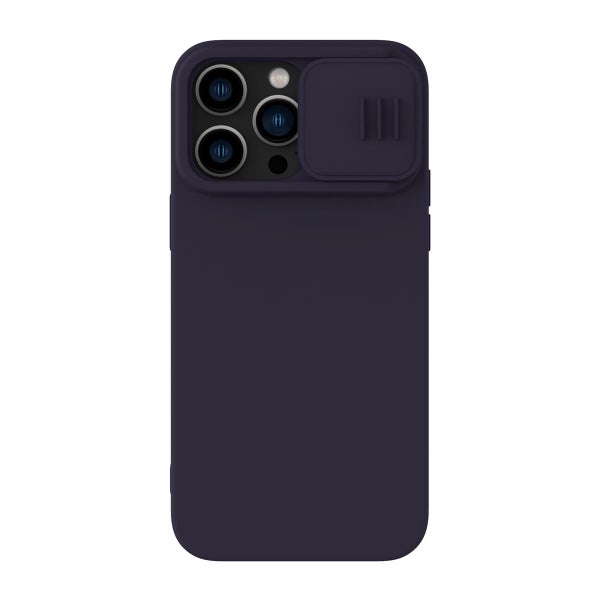 Nillkin MagSafe iPhone 14 Pro Max CamShield Silky Silicone -suojakuori, Tummanvioletti