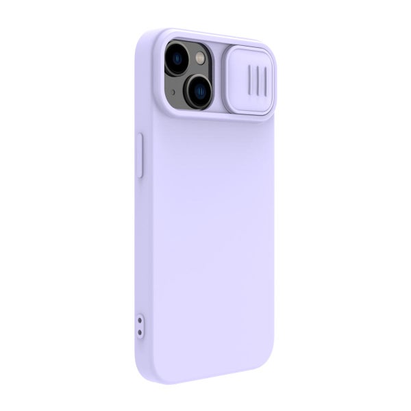 Nillkin MagSafe iPhone 15 Plus CamShield Silky Silicone -suojakuori, Violetti