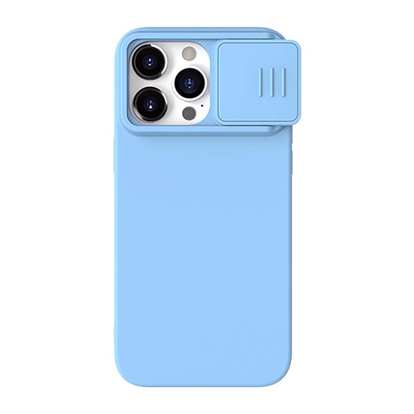 Nillkin iPhone 15 Pro Max CamShield Silky Silicone -suojakuori, Vaaleansininen