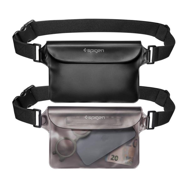 Spigen A620 vedenpit&auml;v&auml; vy&ouml;laukku, Musta (2-pack)