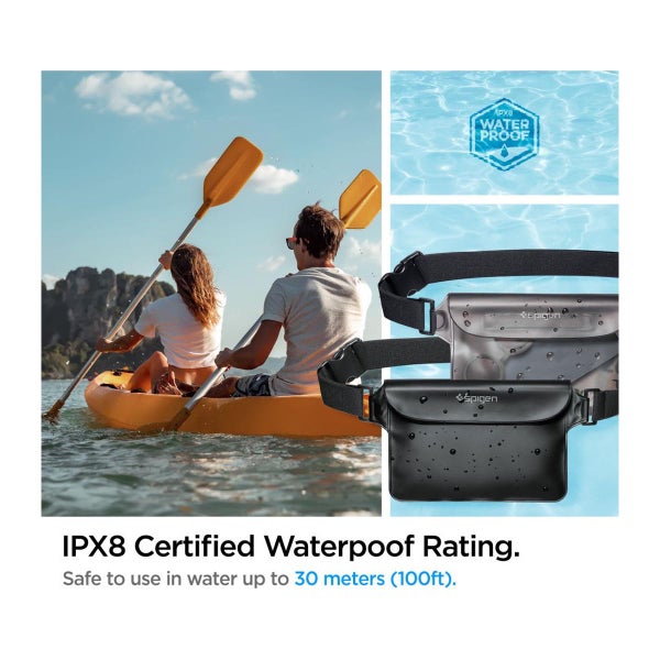 Spigen A620 vedenpit&auml;v&auml; vy&ouml;laukku, Musta (2-pack)