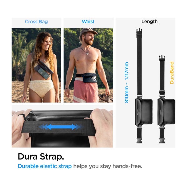 Spigen A620 vedenpit&auml;v&auml; vy&ouml;laukku, Musta (2-pack)