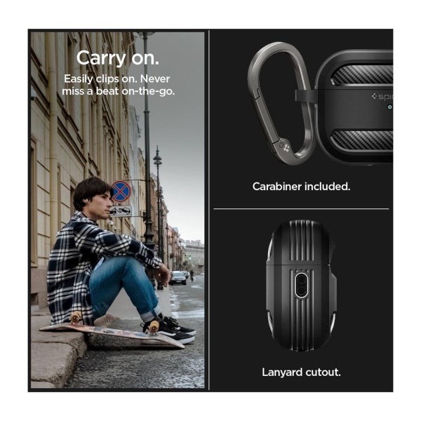 Spigen Rugged Armor AirPods Pro / Pro 2 suojakuori latauskotelolle, Musta
