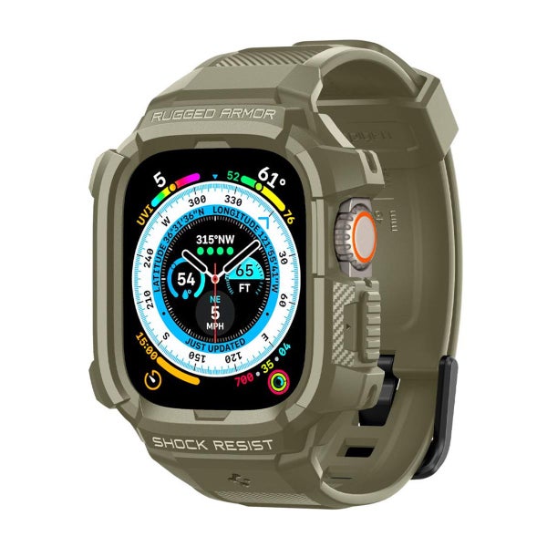 Spigen Rugged Armor Pro Galaxy Watch5 Pro 45 mm suojakuori rannekkeella, Vintage Khaki