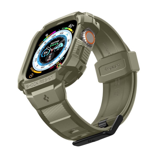 Spigen Rugged Armor Pro Galaxy Watch5 Pro 45 mm suojakuori rannekkeella, Vintage Khaki