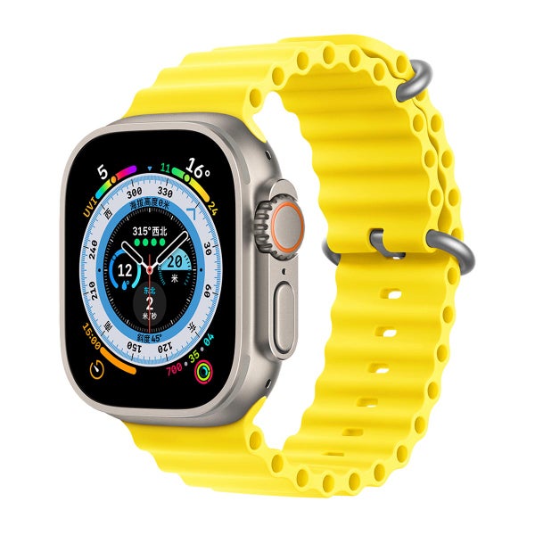 Vahva silikoniranneke Apple Watch 42 / 44 / 45 / 46 / 49 mm -&auml;lykellolle, Keltainen