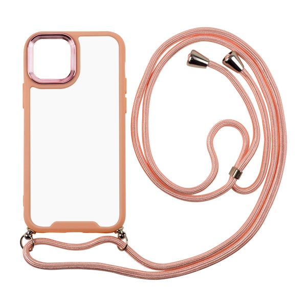 iPhone 12 / 12 Pro -suojakuori irrotettavalla kaulahihnalla, Pinkki