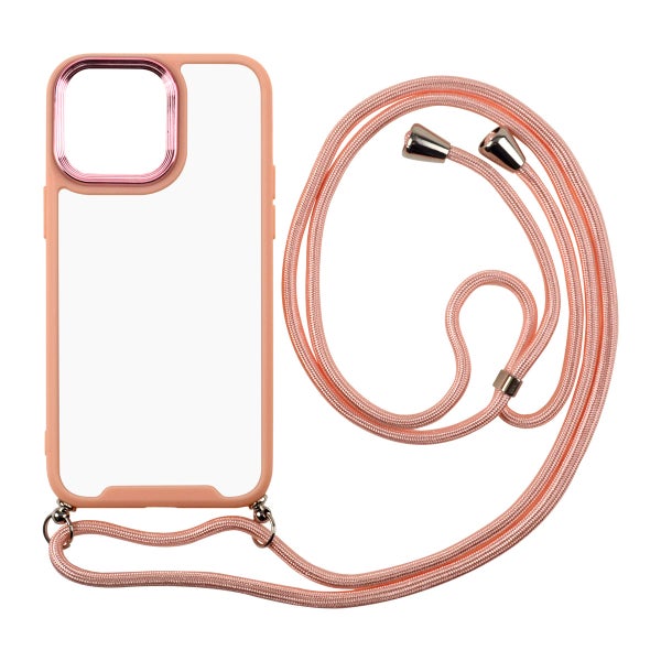 iPhone 14 Pro Max -suojakuori irrotettavalla kaulahihnalla, Pinkki