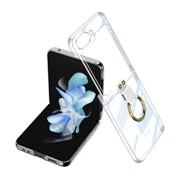 Galaxy Z Flip5 5G ohut polykarbonaattikuori sormuksella, L&auml;pin&auml;kyv&auml;