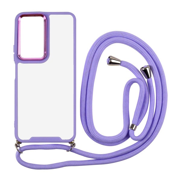 Honor 90 Lite 5G -suojakuori irrotettavalla kaulahihnalla, Violetti