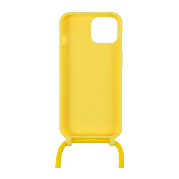 iPhone 15 silikonimainen suojakuori kaulahihnalla, Keltainen